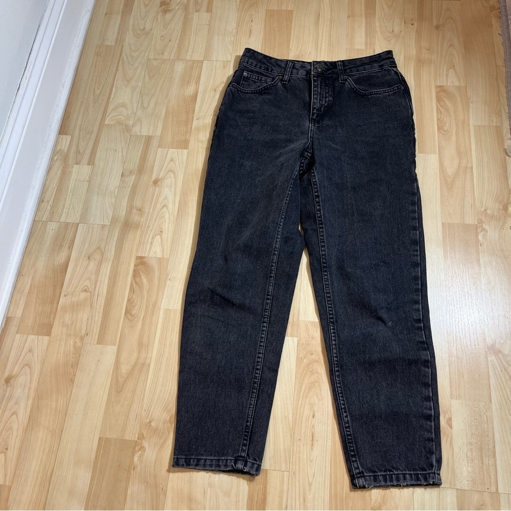 Topshop Womens Black Wash High Waisted Mom Jeans Size 26P